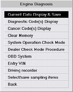 Сканер Subaru Select Monitor III - Меню диагностики двигателя